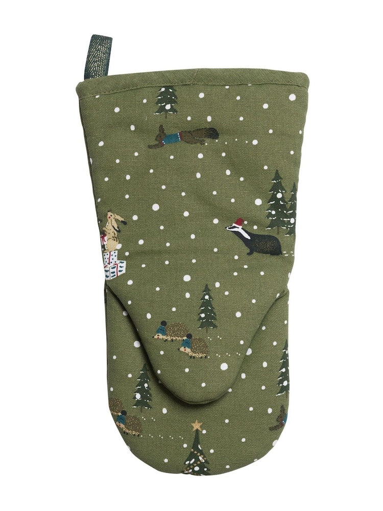 Sophie Allport Green Festive Forest Oven Mitt - Image 2 of 2