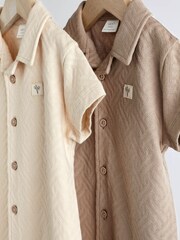 Neutral Textured Collar Jersey Rompers 2 Pack - Image 3 of 6