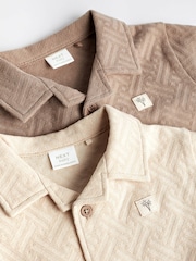 Neutral Textured Collar Jersey Rompers 2 Pack - Image 4 of 6