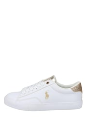 Polo Ralph Lauren Theron White and Gold Laced Logo Trainers - Image 1 of 6