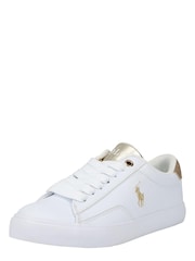 Polo Ralph Lauren Theron White and Gold Laced Logo Trainers - Image 3 of 6