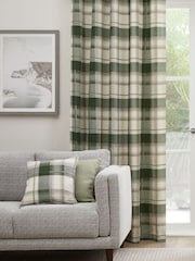 Fusion Green Balmoral Check Eyelet 100% Cotton Curtains - Image 1 of 3