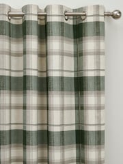 Fusion Green Balmoral Check Eyelet 100% Cotton Curtains - Image 2 of 3