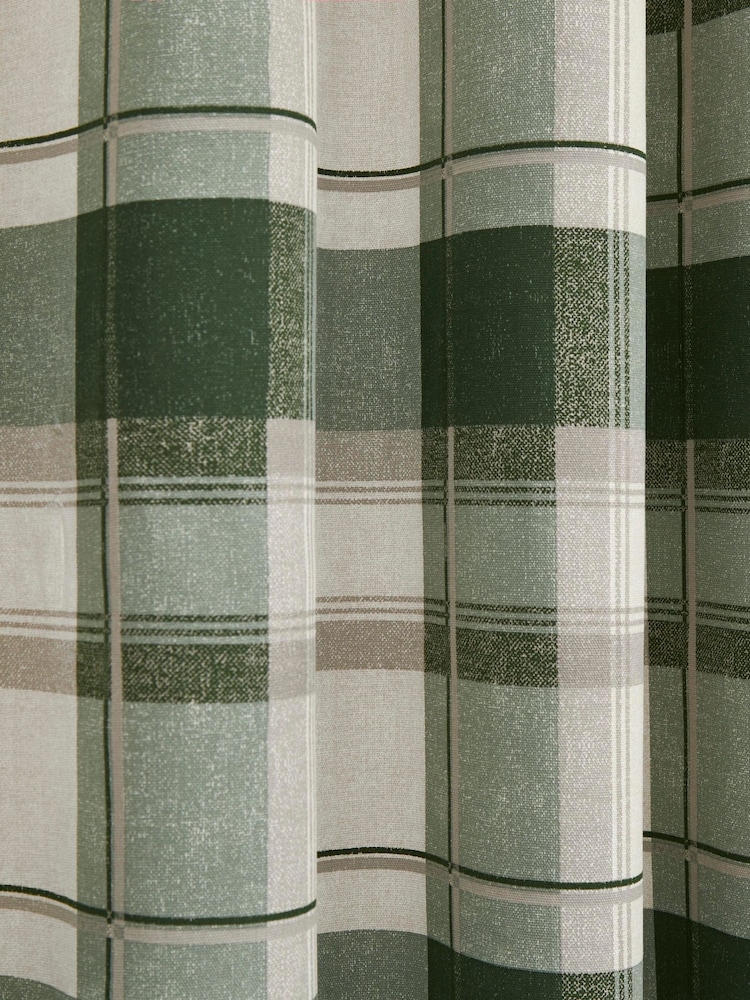 Fusion Green Balmoral Check Eyelet 100% Cotton Curtains - Image 3 of 3