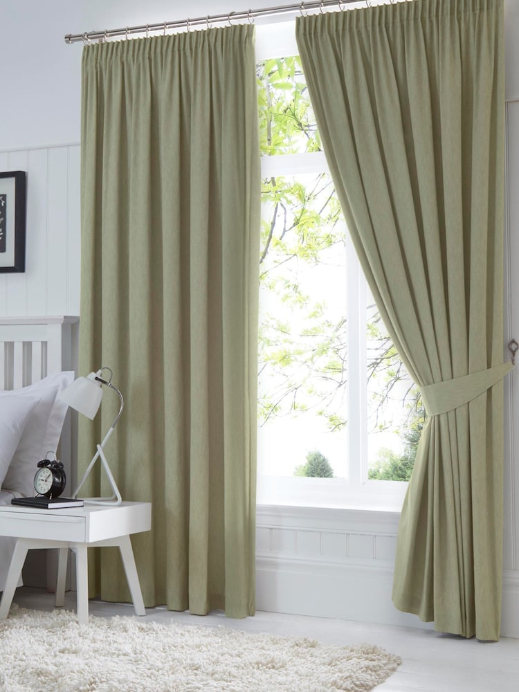 Fusion Green Dijon Blackout & Thermal Insulated 100% Cotton Curtains - Image 1 of 2