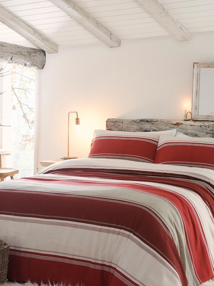 Fusion Red Betley Brushed 100% Cotton Duvet Cover and Pillowcase Set - Image 1 of 4