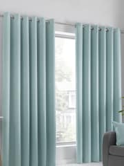 Fusion Blue Strata Dimout Room Darkening Eyelet Curtains - Image 1 of 4