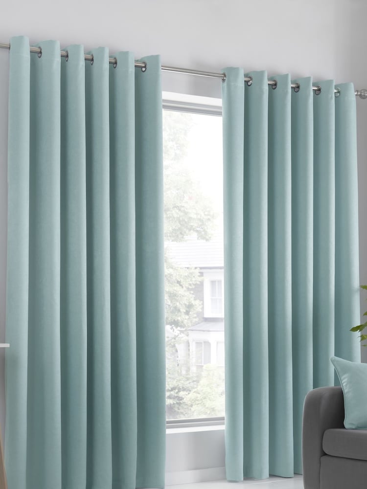 Fusion Blue Strata Dimout Room Darkening Eyelet Curtains - Image 1 of 4