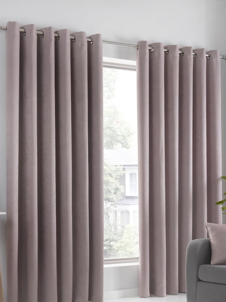Fusion Strata Room Darkening Woven Pair of Eyelet Curtains - Image 1 of 4