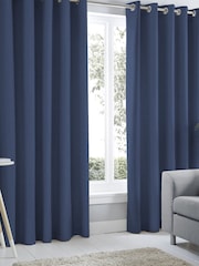 Fusion Blue Sorbonne Eyelet 100% Cotton Curtains - Image 1 of 4