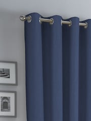 Fusion Blue Sorbonne Eyelet 100% Cotton Curtains - Image 2 of 4