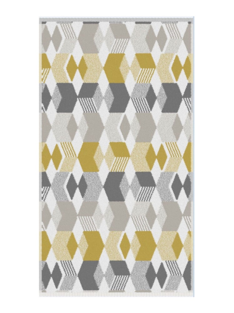Fusion Grey 100% Cotton Hexagon Jacquard Towel - Image 1 of 3