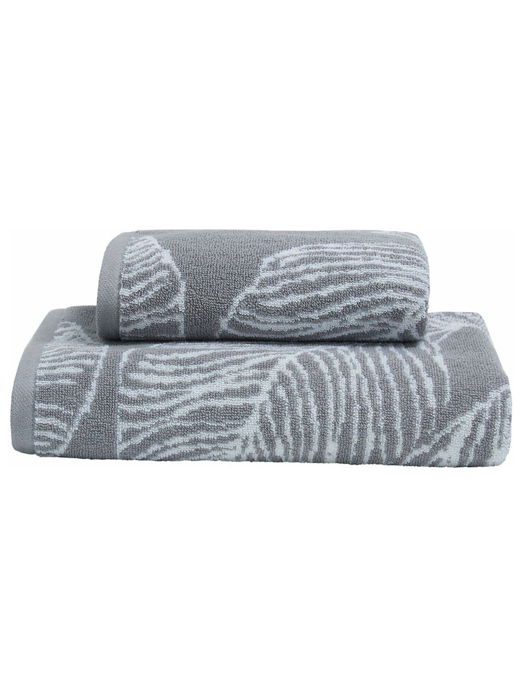 Fusion Grey 100% Cotton Matteo Jacquard Towel - Image 3 of 3