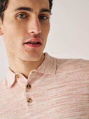 Pink Knitted Polo Shirt With Linen - Image 1 of 7