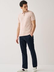 Pink Knitted Polo Shirt With Linen - Image 2 of 7