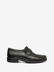 Czarny - Pavers Gents Black Moccasin Smart Shoes - Image 1 of 5