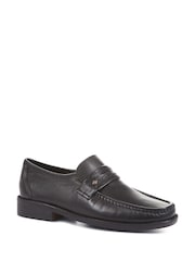 Czarny - Pavers Gents Black Moccasin Smart Shoes - Image 2 of 5