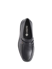Czarny - Pavers Gents Black Moccasin Smart Shoes - Image 4 of 5