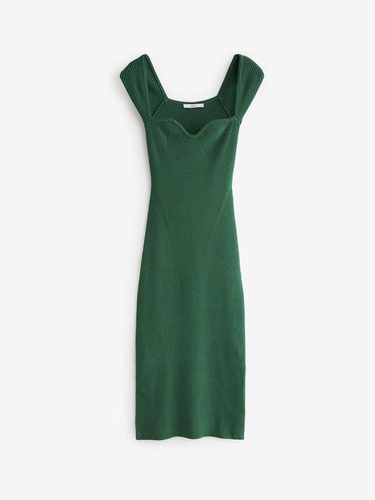 Myleene Klass Green Sweetheart Neck Midi Dress - Image 2 of 6