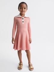Reiss Pink Malani 9-12 yrs Colourblock Knitted Dress - Image 1 of 6