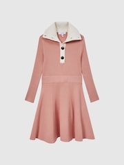 Reiss Pink Malani 9-12 yrs Colourblock Knitted Dress - Image 2 of 6