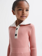 Reiss Pink Malani 9-12 yrs Colourblock Knitted Dress - Image 3 of 6