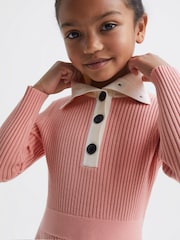 Reiss Pink Malani 9-12 yrs Colourblock Knitted Dress - Image 4 of 6