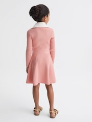 Reiss Pink Malani 9-12 yrs Colourblock Knitted Dress - Image 5 of 6
