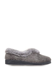 Pavers Grey/Black Pavers Grey Wide Fit Full Slippers - Image 1 of 5
