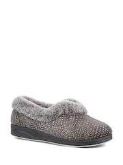 Pavers Grey/Black Pavers Grey Wide Fit Full Slippers - Image 2 of 5