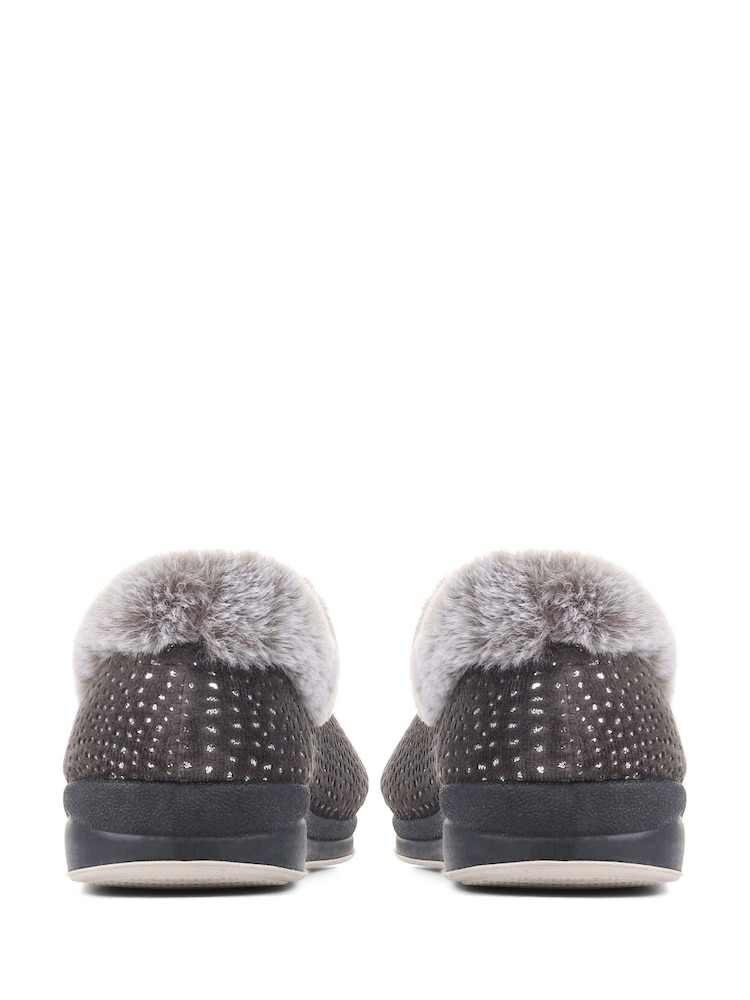 Pavers Grey/Black Pavers Grey Wide Fit Full Slippers - Image 3 of 5