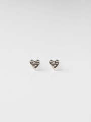 Carrie Elizabeth Silver Tone Sweetheart Stud Earrings - Image 2 of 3