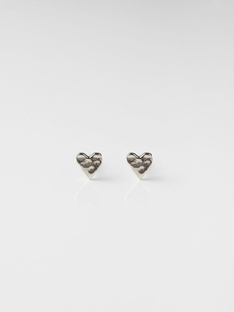 Carrie Elizabeth Silver Tone Sweetheart Stud Earrings - Image 2 of 3 Carrie Elizabeth Silver Tone Sweetheart Stud Earrings - Image 2 of 3