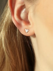 Carrie Elizabeth Silver Tone Sweetheart Stud Earrings - Image 3 of 3