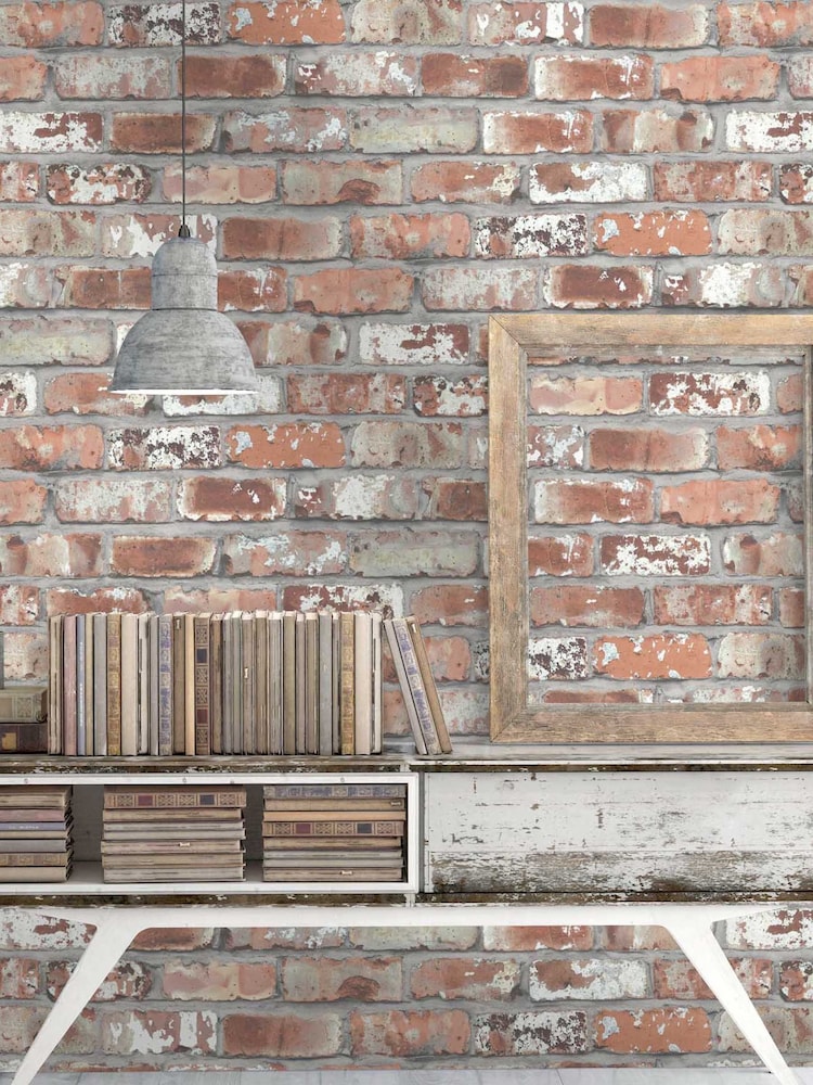 Woodchip & Magnolia Red Real Red Brick Wallpaper - Image 1 of 4
