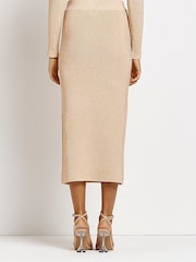 River Island Rose Gold Metallic Midi Skirt - Image 2 of 5