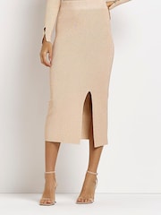 River Island Rose Gold Metallic Midi Skirt - Image 4 of 5
