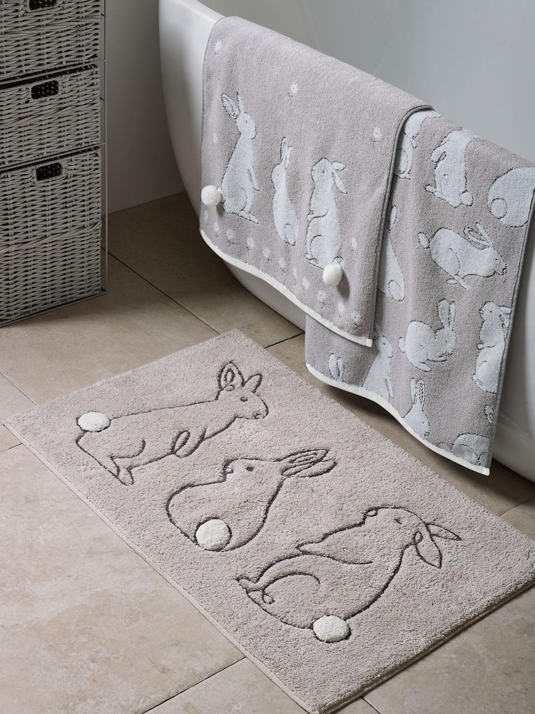 Grey Bunnies 100% Cotton Towels - Image 1 of 4