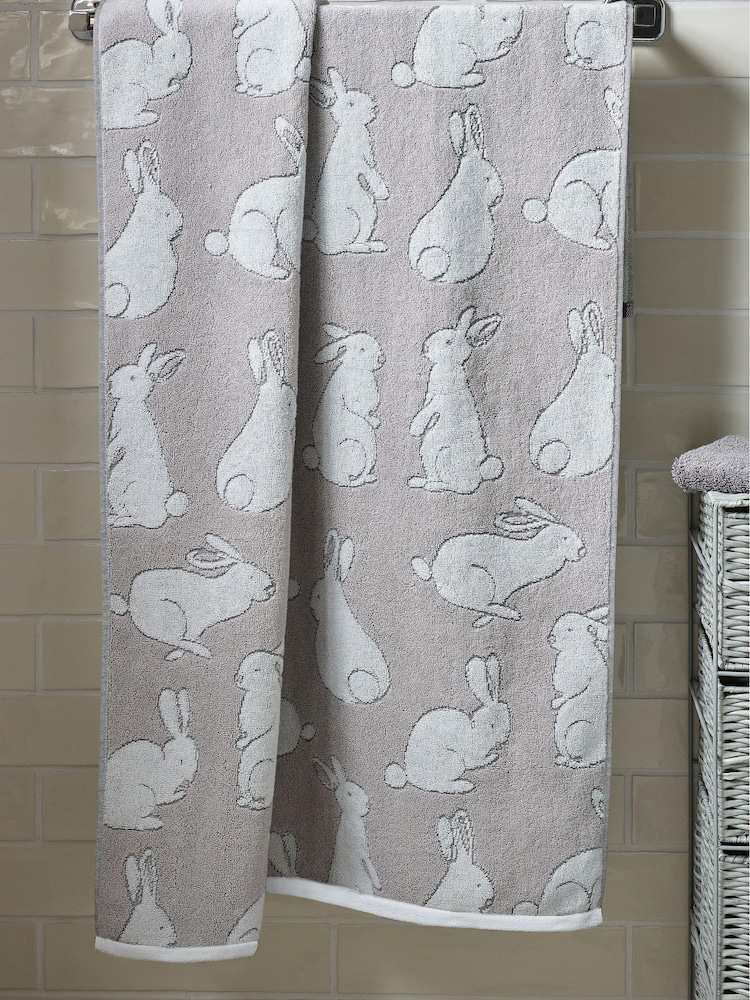 Grey Bunnies 100% Cotton Towels - Image 4 of 4