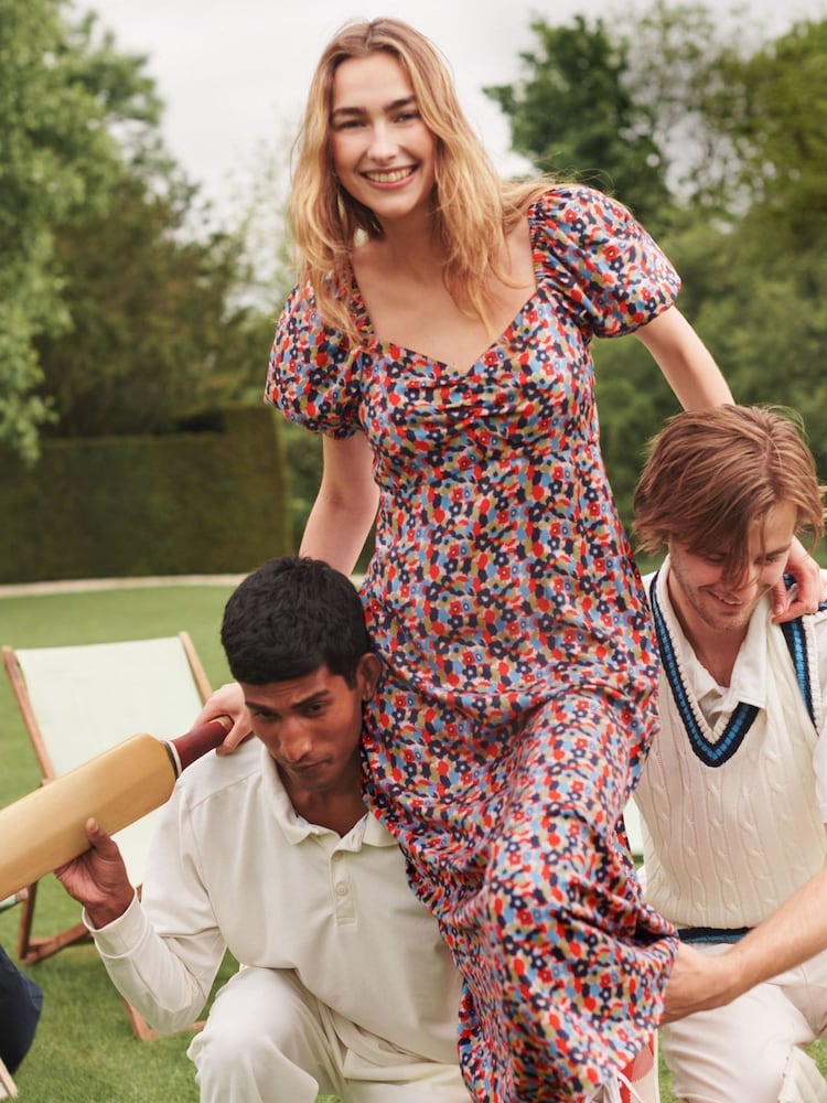 Boden Blue Sweetheart Midi Tea Dress - Image 1 of 7 Boden Blue Sweetheart Midi Tea Dress - Image 1 of 7