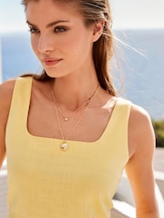 Lemon Yellow Linen Blend Sleeveless Cropped Top - Image 6 of 7