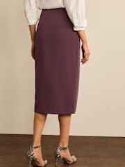 Plum Purple Pleat Front Midi Wrap Skirt - Image 4 of 6