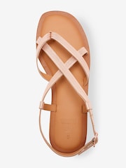 Rose Gold Forever Comfort® Leather Toe Post Flat Sandals - Image 3 of 5