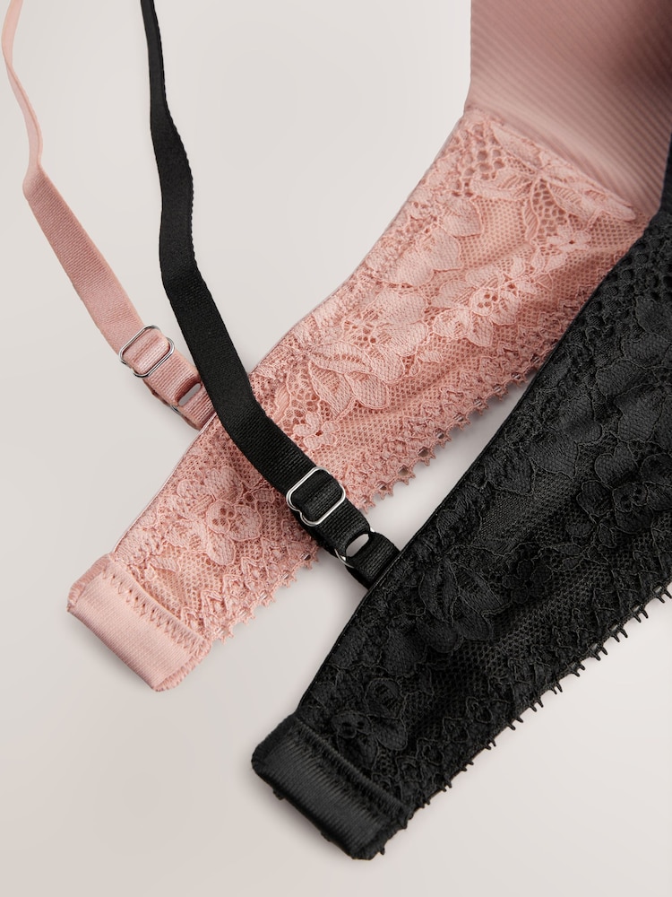 Black/Pink Light Pad Non Wire Ultimate Comfort Bra 2 Pack - Image 11 of 13