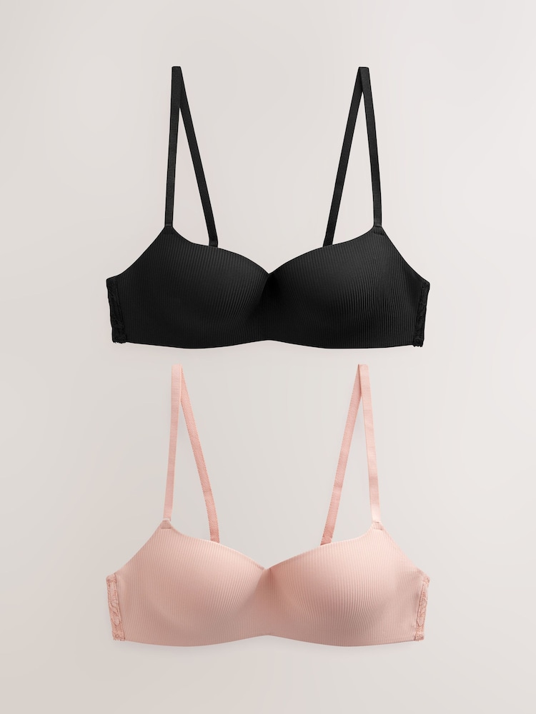 Black/Pink Light Pad Non Wire Ultimate Comfort Bra 2 Pack - Image 8 of 13