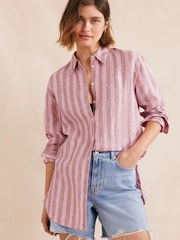 Boden Pink Relaxed Linen Shirt - Image 3 of 5