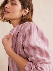 Boden Pink Relaxed Linen Shirt - Image 4 of 5