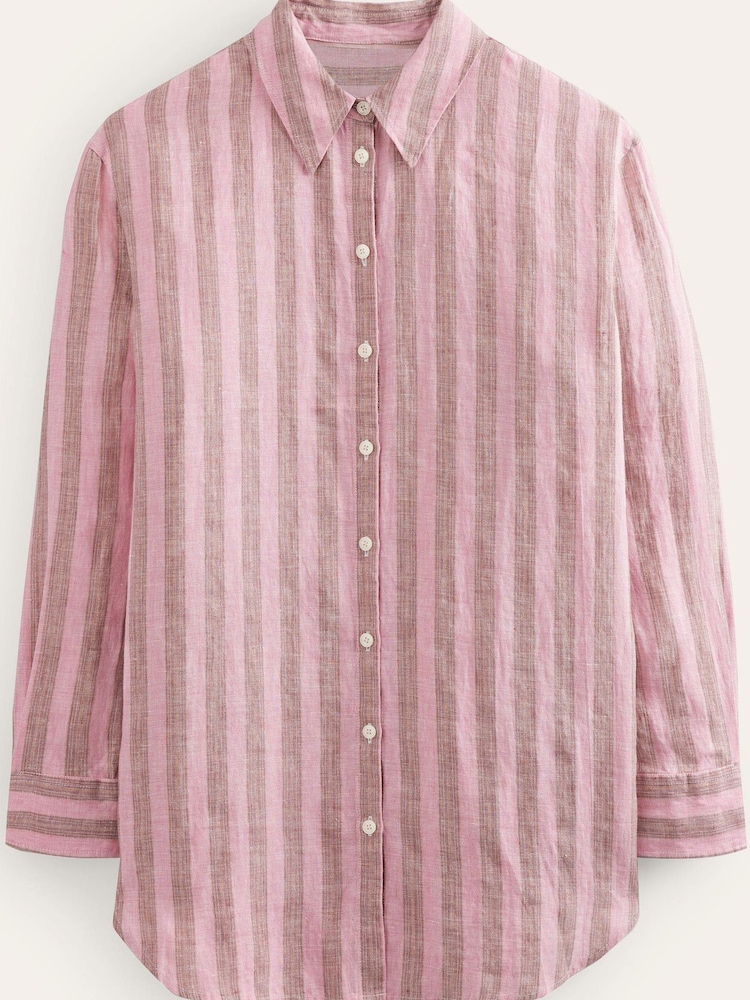 Boden Pink Relaxed Linen Shirt - Image 5 of 5