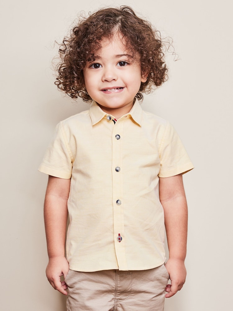 Yellow Short Sleeve Trimmed Oxford Shirt (3mths-7yrs) - Image 1 of 1