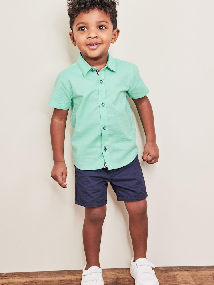 Mint Green Short Sleeve Trimmed Oxford Shirt (3mths-7yrs) - Image 2 of 7